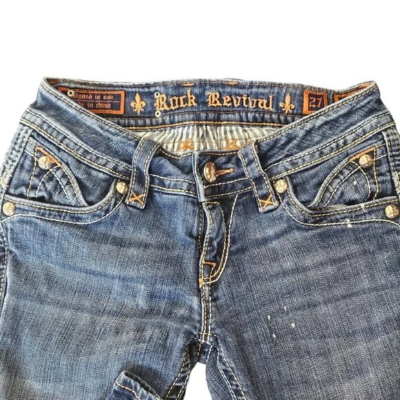 Rock Revival Women's Denim Patti Embroidered Flap Pocket Boot Jeans Size 27 - Picture 16 of 16